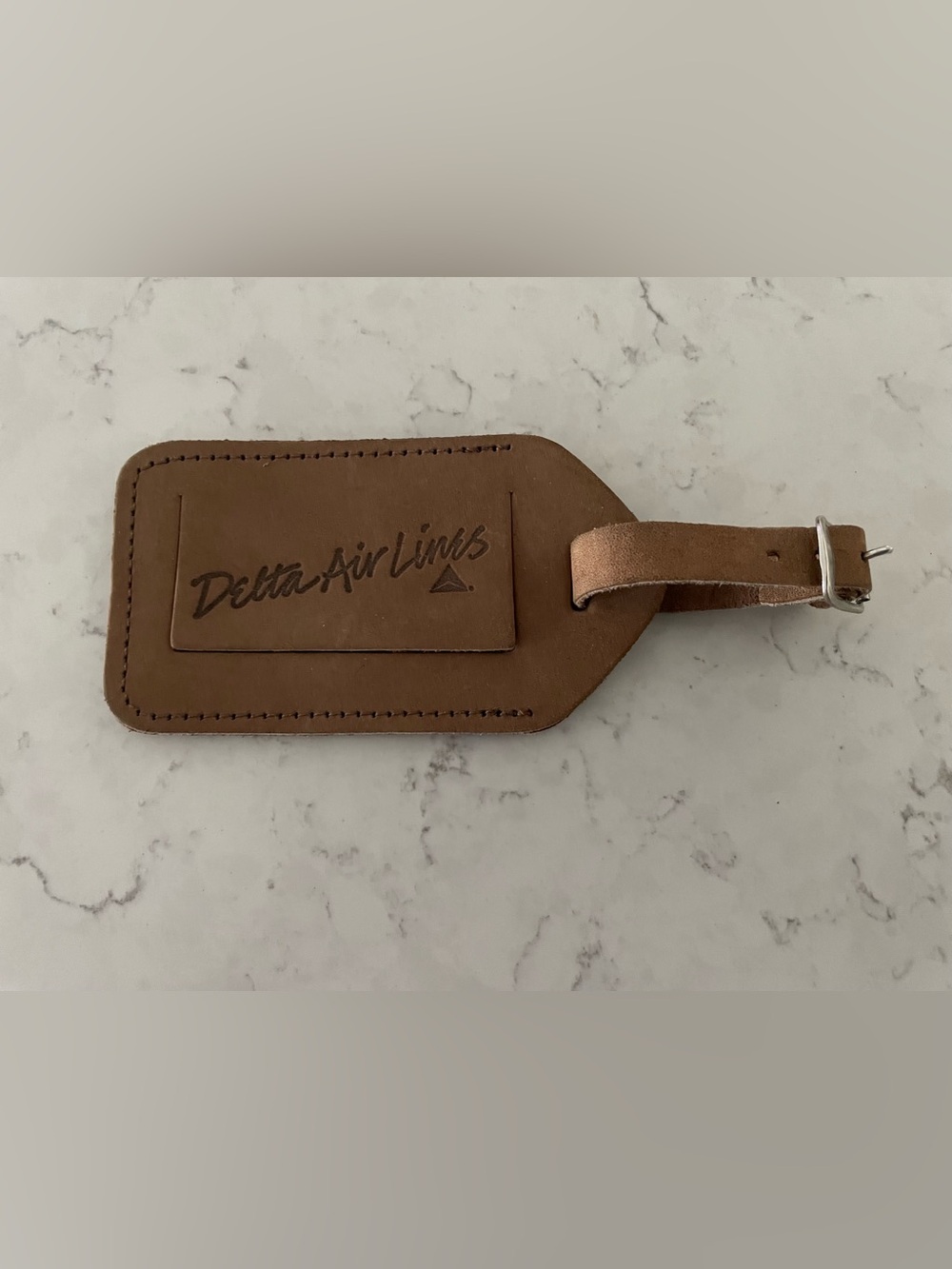 Delta Air Lines Tan Suede Luggage Tag